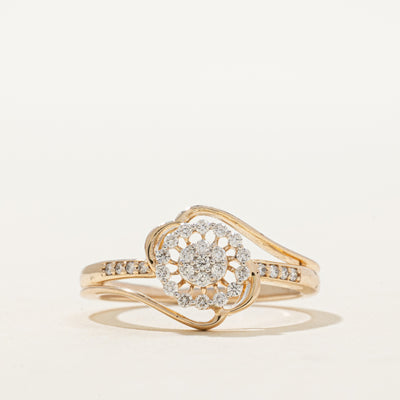 18K Diamond Cluster Halo Openwork Ring | 0.18ctw | SZ 6.75