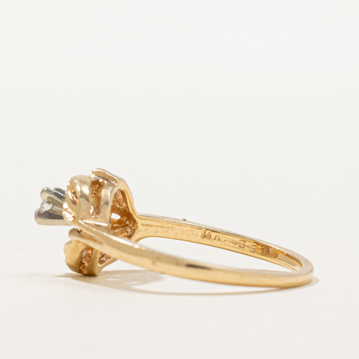 14K Diamond Floral Bypass Ring | 0.05ct | SZ 6.75