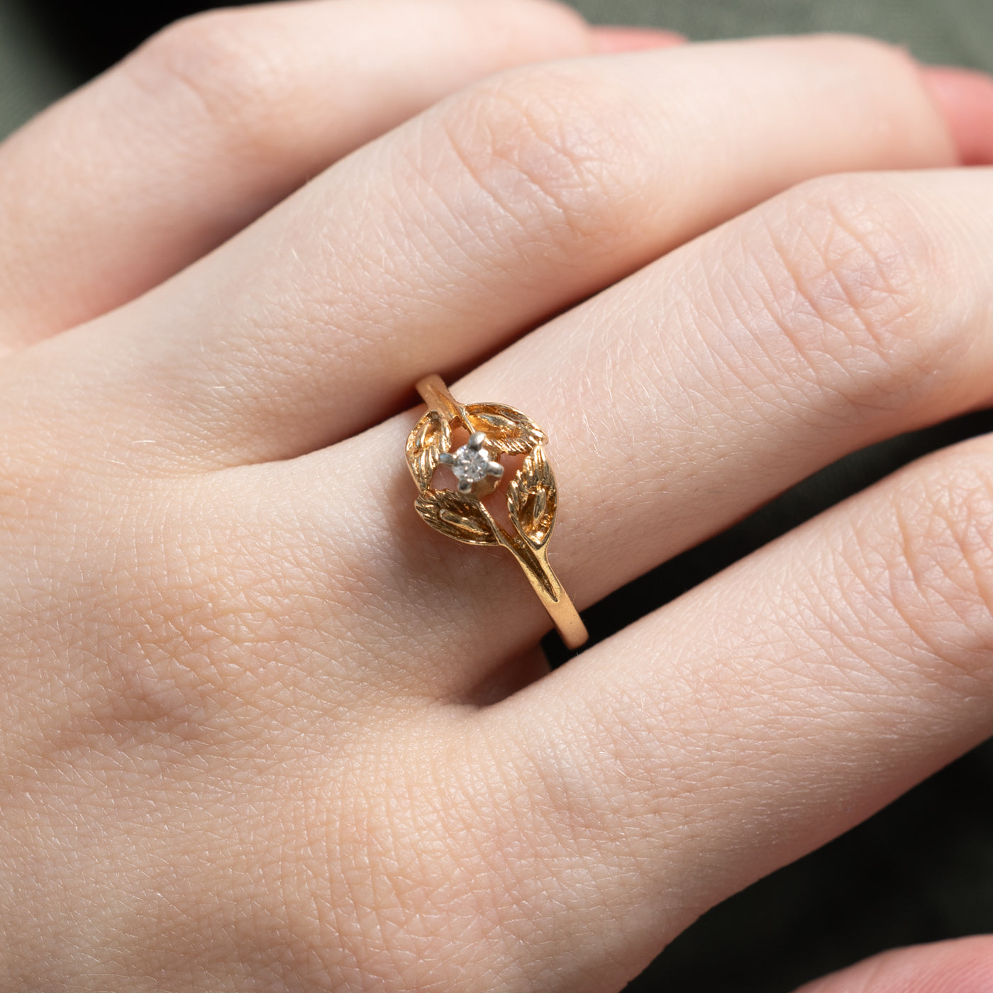 14K Diamond Floral Bypass Ring | 0.05ct | SZ 6.75