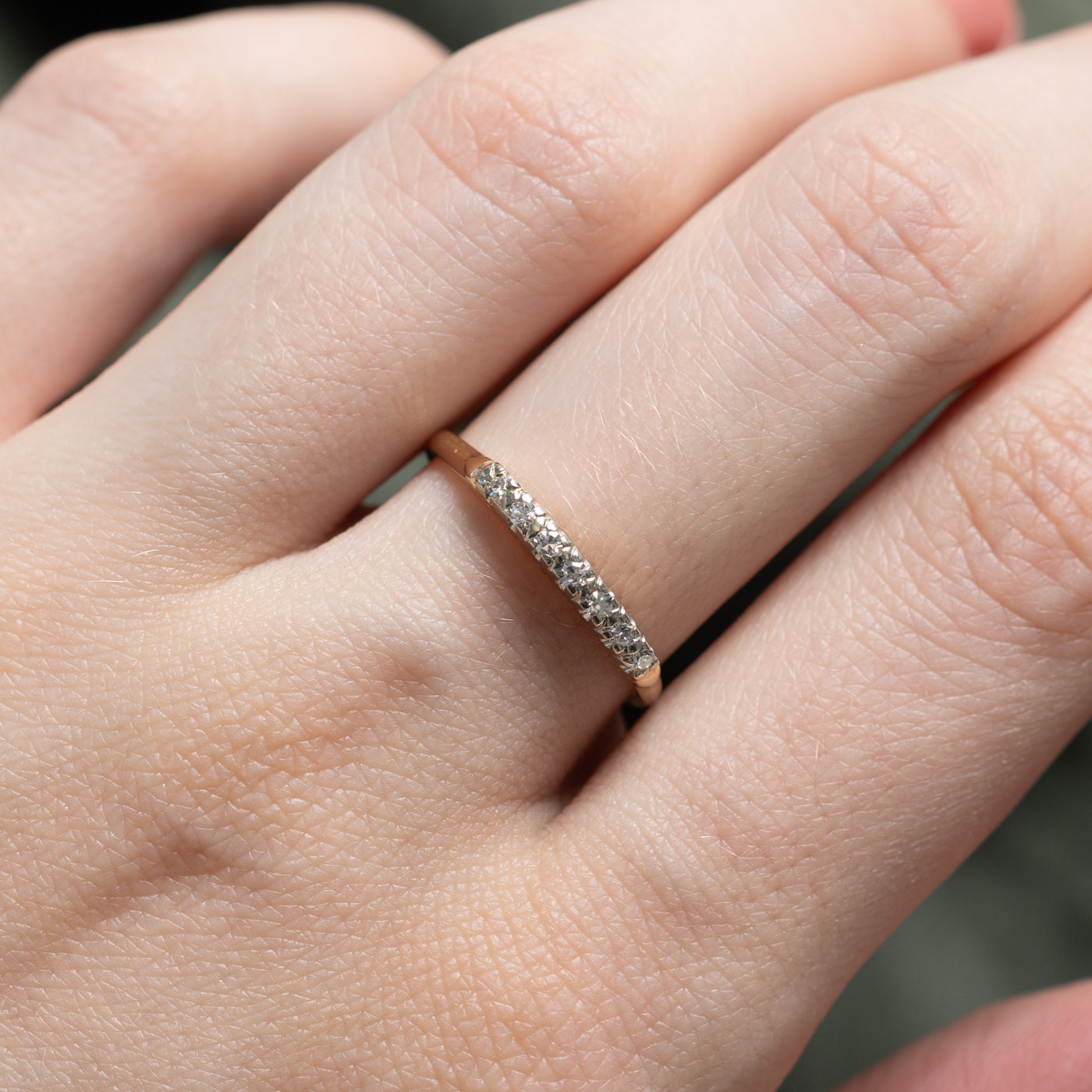 14K Two Tone Gold Semi Eternity Diamond Ring | 0.10ctw | SZ 7