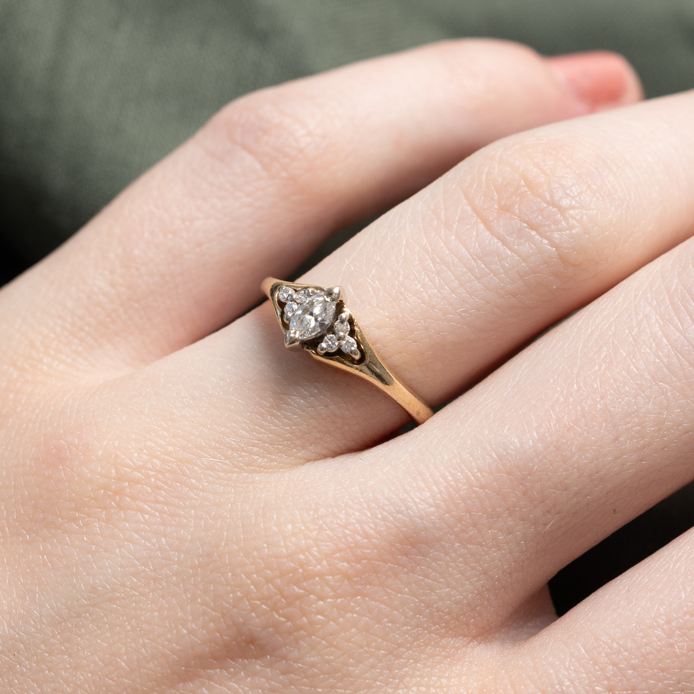 14K Marquise Cut Accented Diamond Ring | 0.19ctw | SZ 5.5