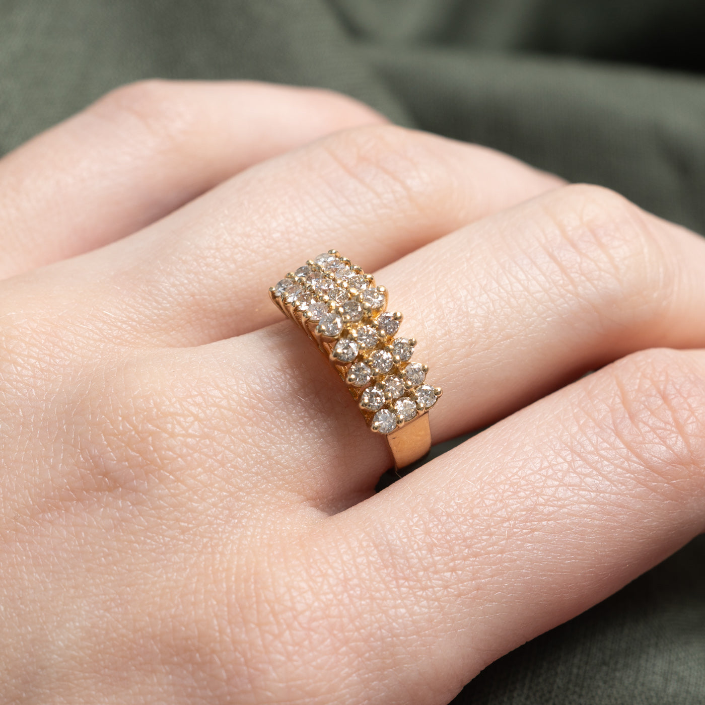 14K Multi Row High Set Diamond Ring | 0.36ctw | SZ 6