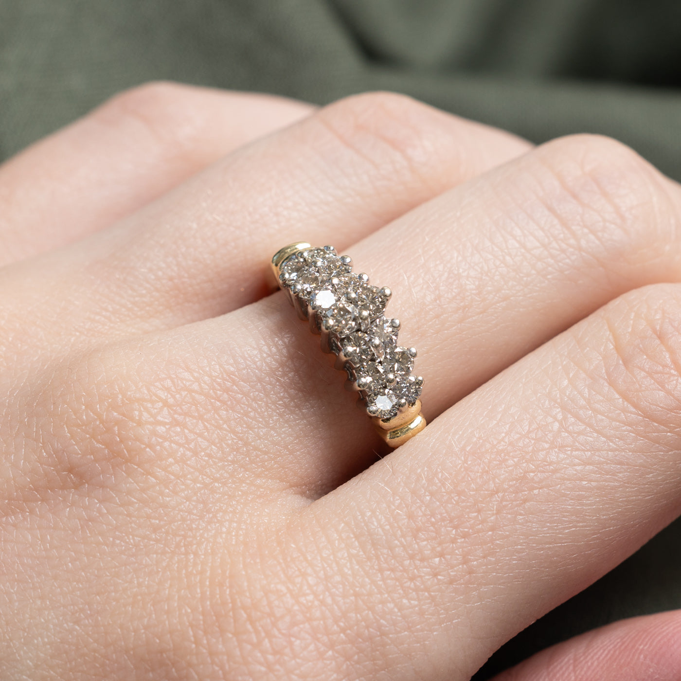 14K High Set Double Row Diamond Ring | 0.87ctw | SZ 6.25