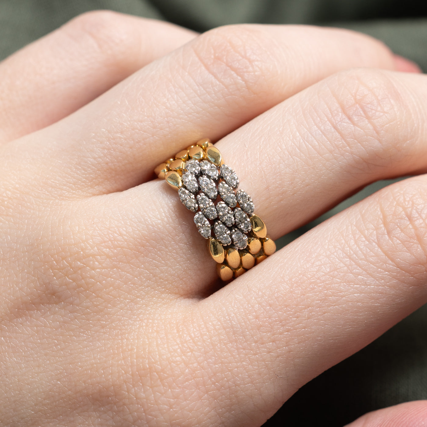 18K Diamond Panther Chain Ring | 0.33ctw | SZ 9
