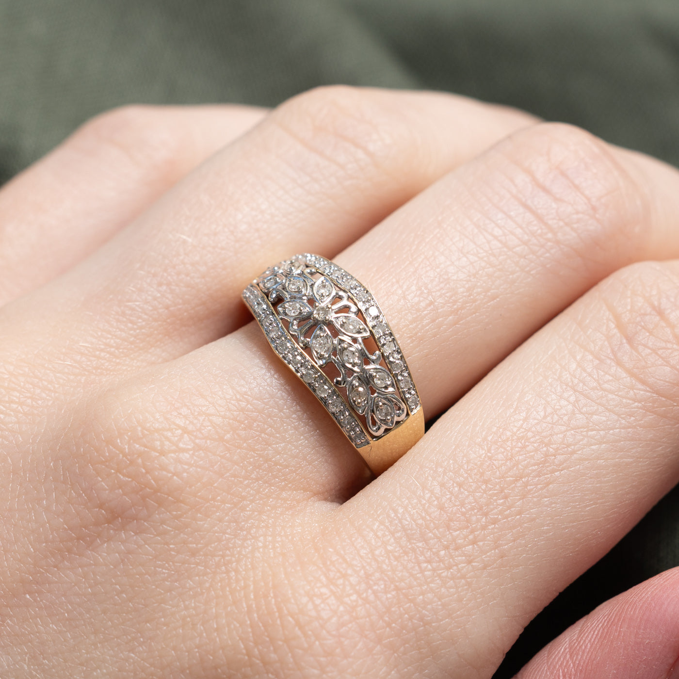 10K Diamond Vine Openwork Ring | 0.26ctw | SZ 8