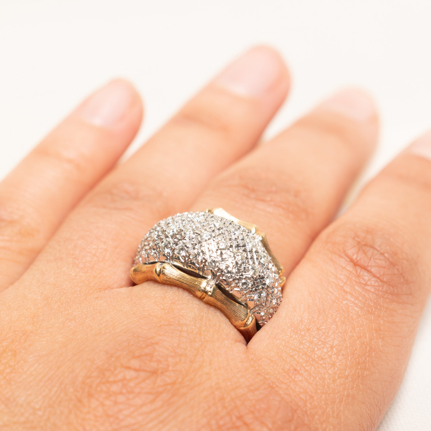 Diamond Cluster Textured Dome Ring | 1.30ctw | SZ 8