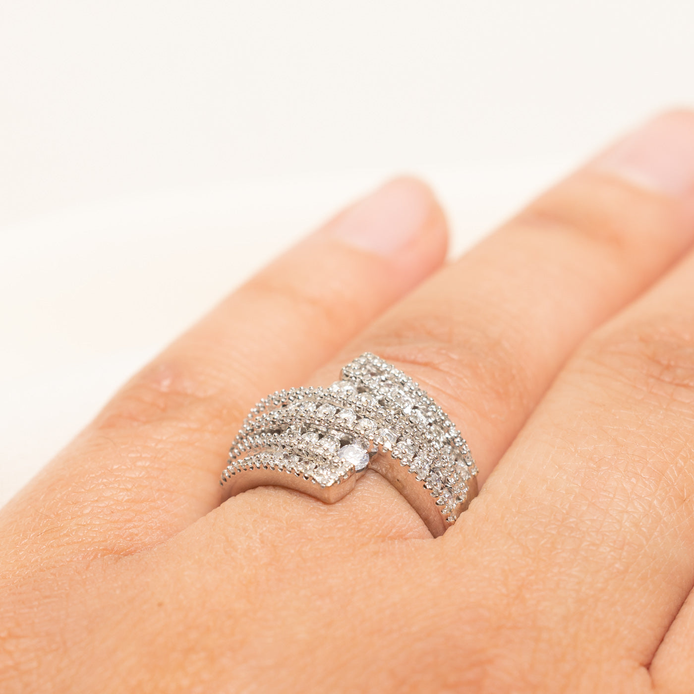 Diamond Cluster Cocktail Bypass Ring | 1.00ctw | SZ 6.25