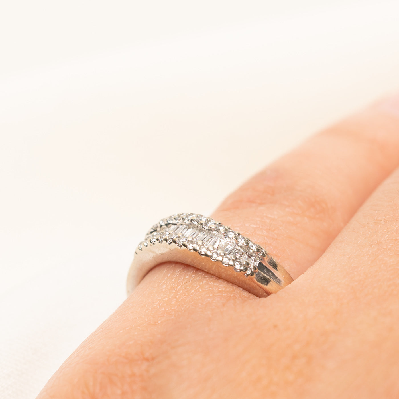 Mixed Cut Semi Eternity Diamond Wave Ring | 0.50ctw | SZ 5.25