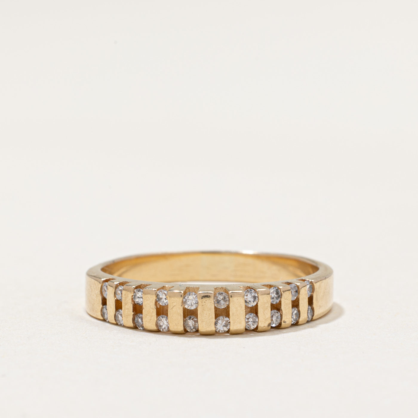 14k Channel Set Diamond Multi Column Ring | 0.20ctw | SZ 8
