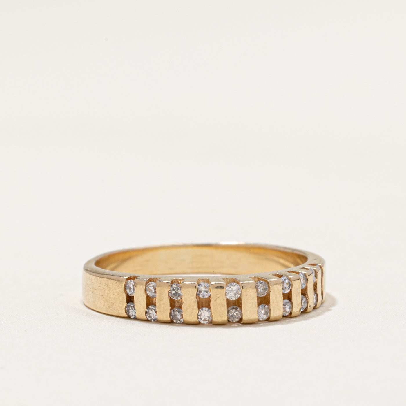 14k Channel Set Diamond Multi Column Ring | 0.20ctw | SZ 8