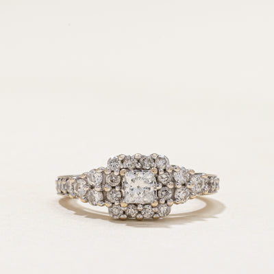 Princess Cut Diamond Halo Ring | 0.74ctw | SZ 5.25
