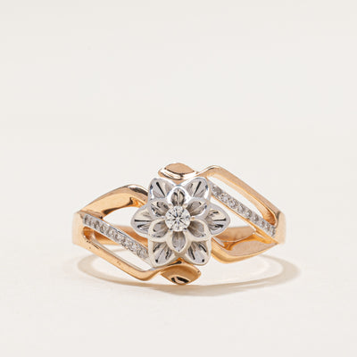 Diamond Flower Bypass Ring | 0.12ctw | SZ 10.75