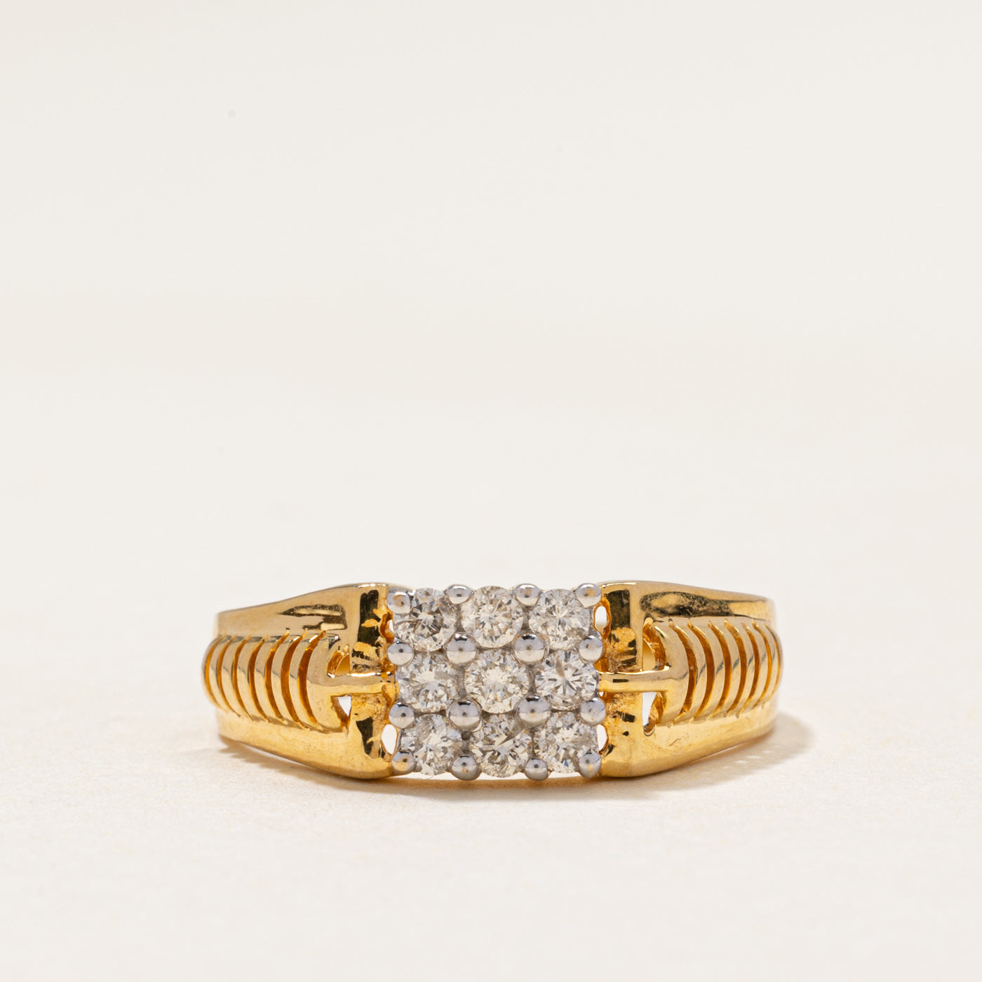 Diamond Grid Grooved Ring | 0.36ctw | SZ 8