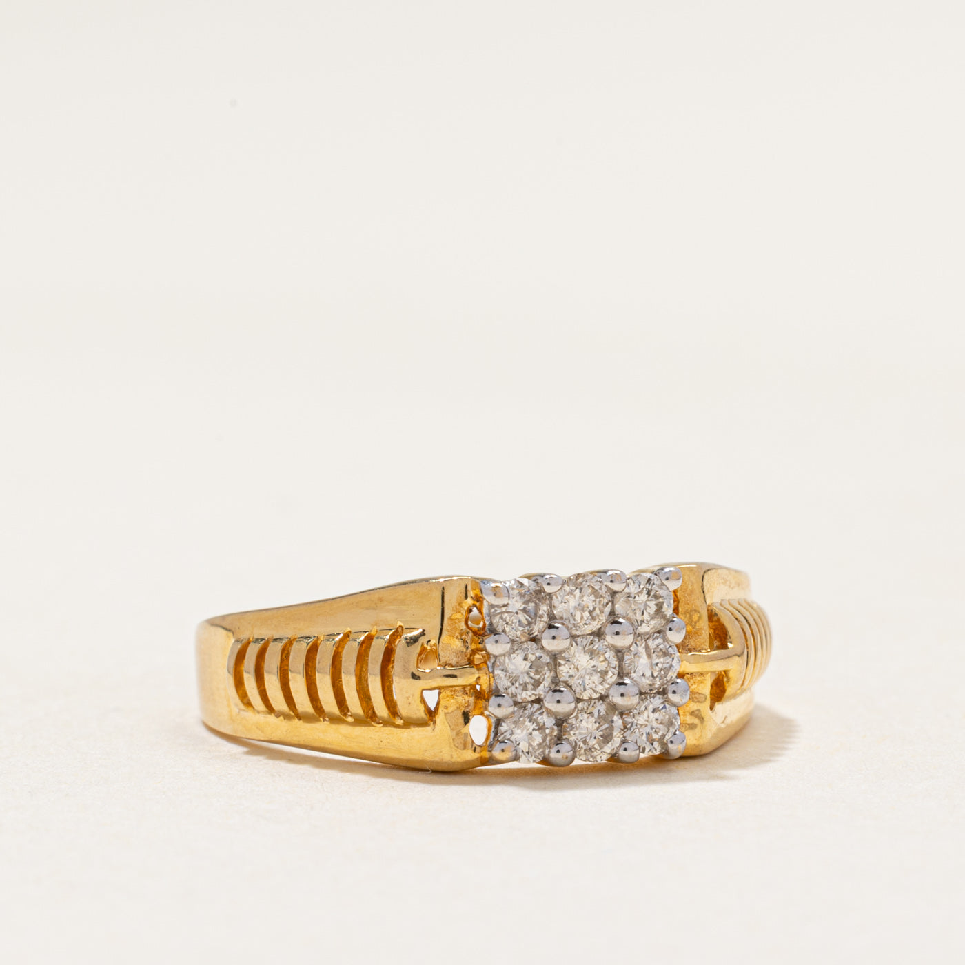 Diamond Grid Grooved Ring | 0.36ctw | SZ 8
