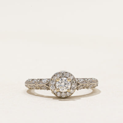 19k Diamond Halo Ornate Ring | 0.50ctw | SZ 5