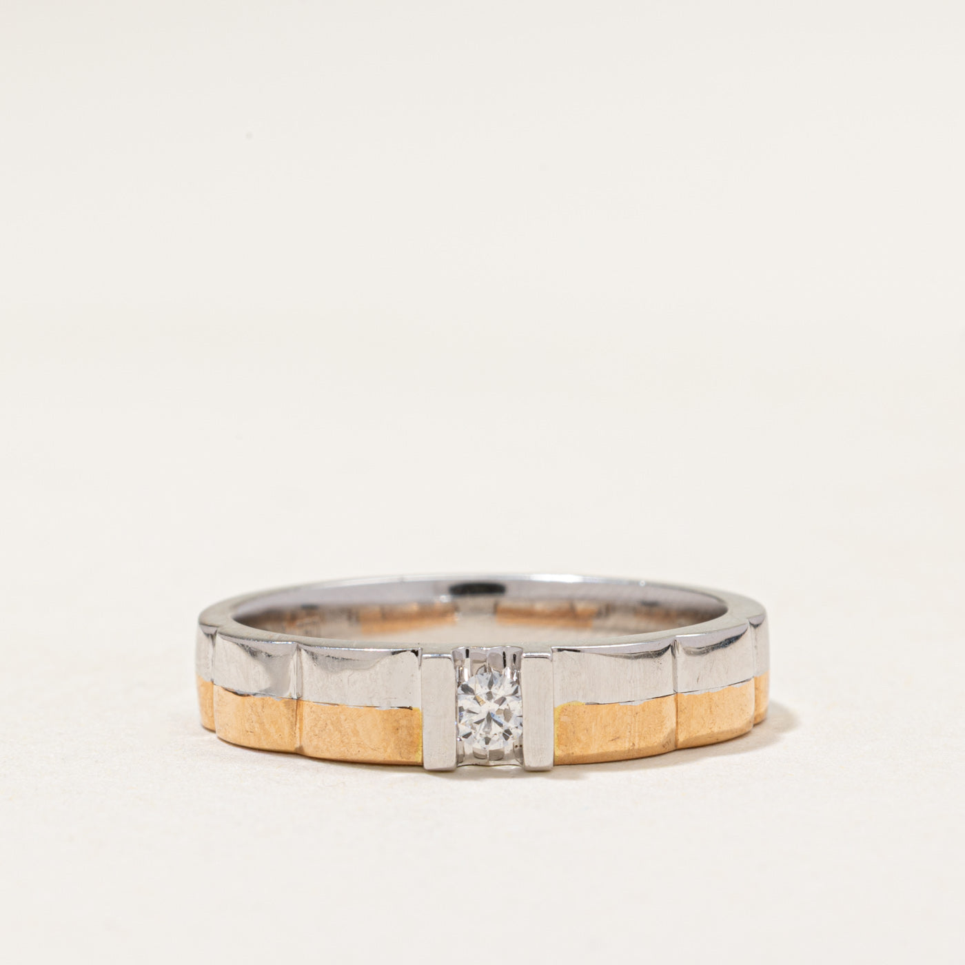 Two Tone Tension Set Diamond Ring | 0.10ctw | SZ 9
