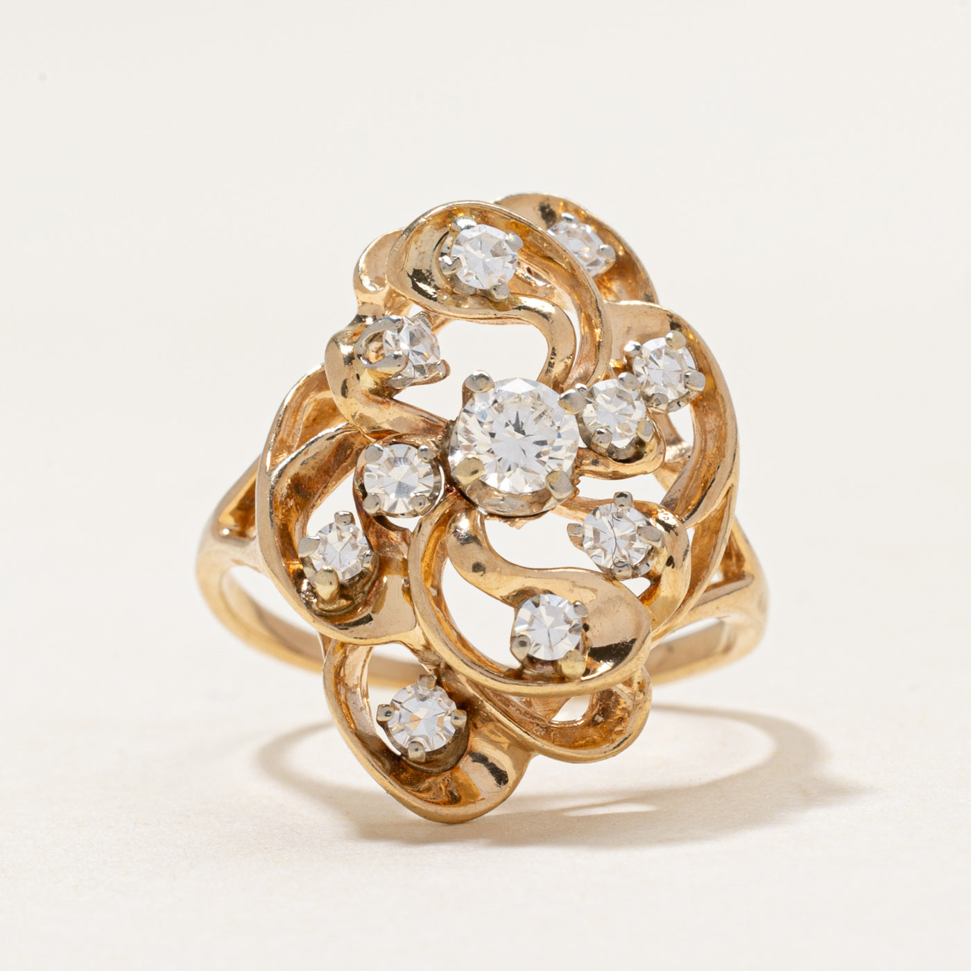 Scattered Diamond Openwork Cocktail Ring | 0.58ctw | SZ 5.5