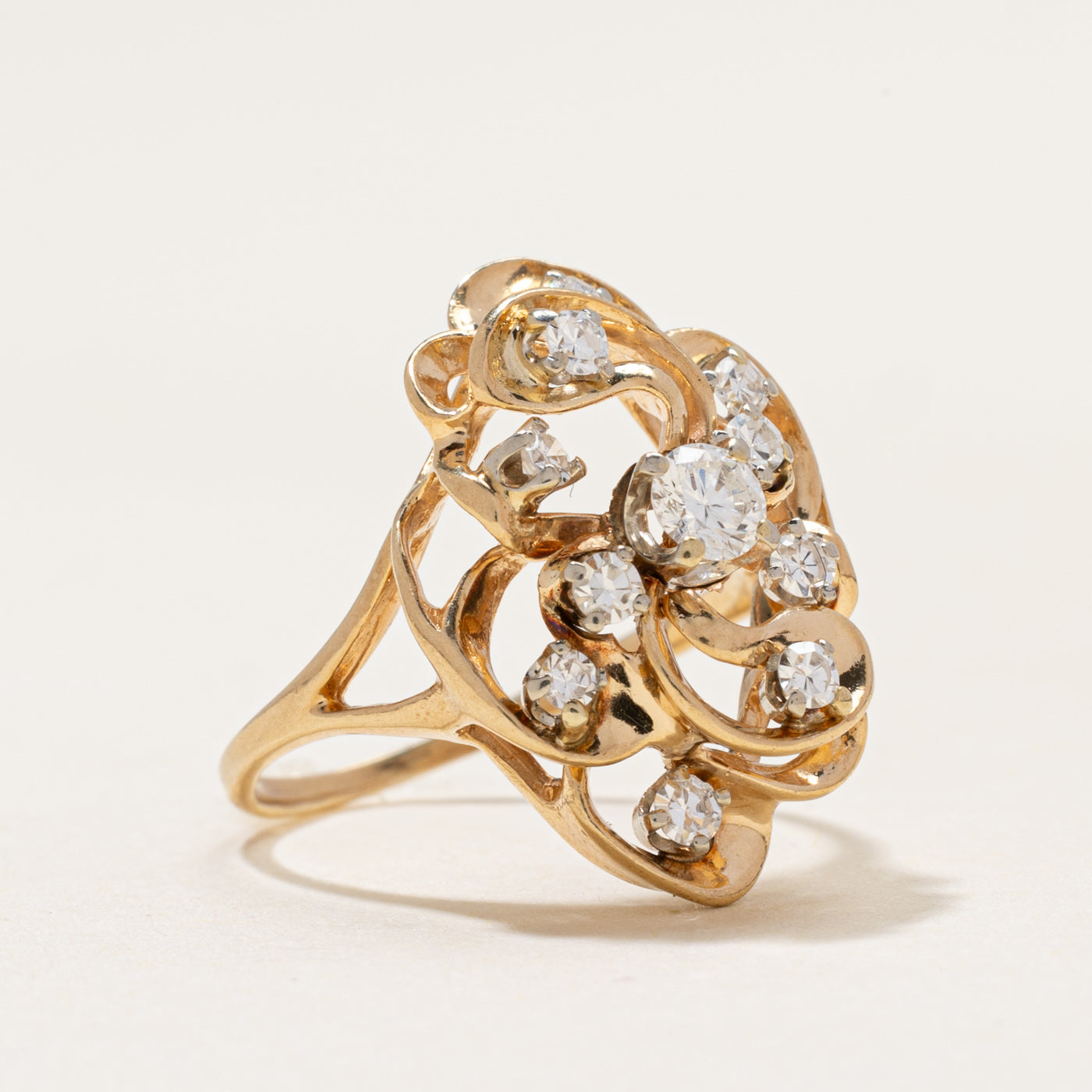 Scattered Diamond Openwork Cocktail Ring | 0.58ctw | SZ 5.5