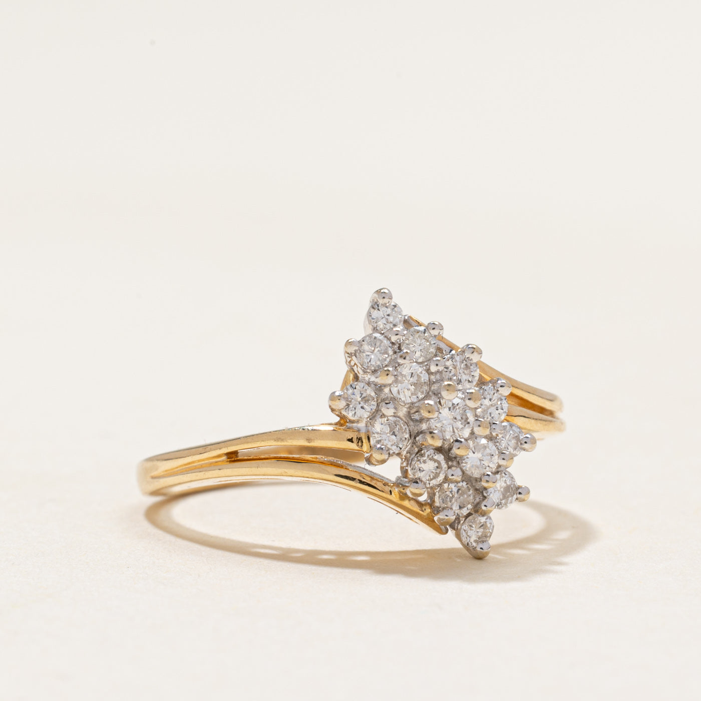 Diamond Cluster Bypass Ring | 0.35ctw | SZ 6.5
