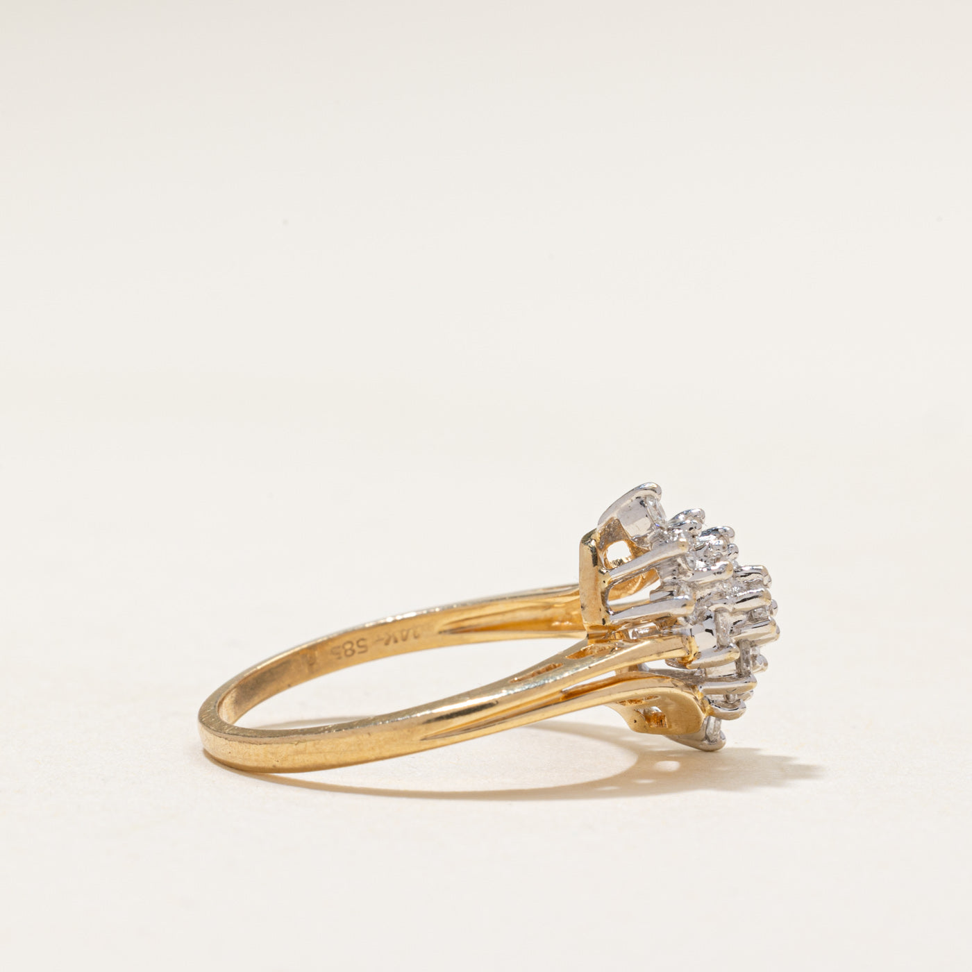 Diamond Cluster Bypass Ring | 0.35ctw | SZ 6.5