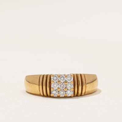 Diamond Grid Grooved Ring | 0.34ctw | SZ 8.75