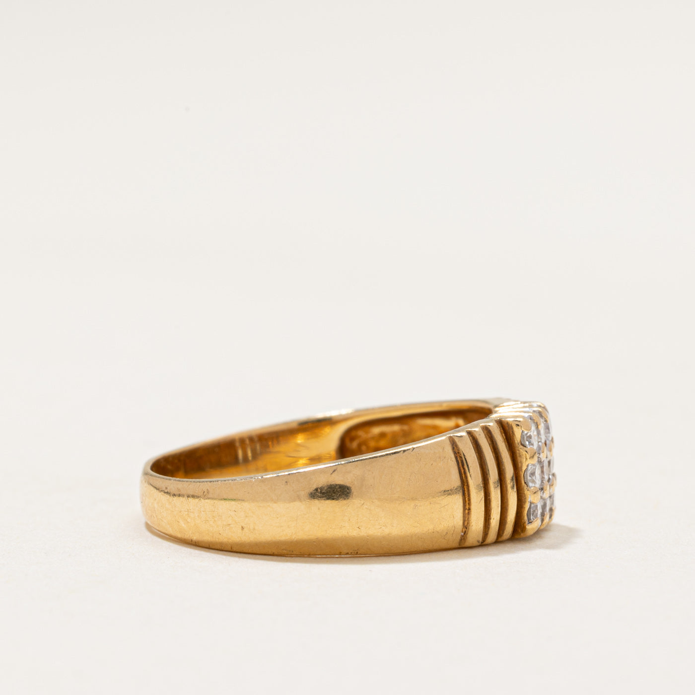 Diamond Grid Grooved Ring | 0.34ctw | SZ 8.75