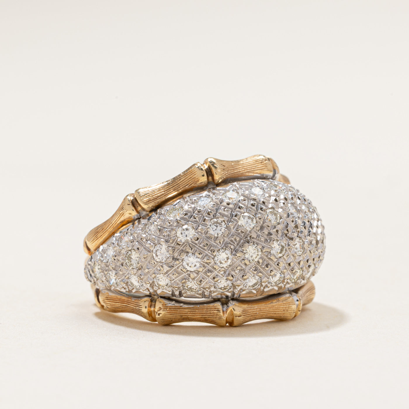 Diamond Cluster Textured Dome Ring | 1.30ctw | SZ 8