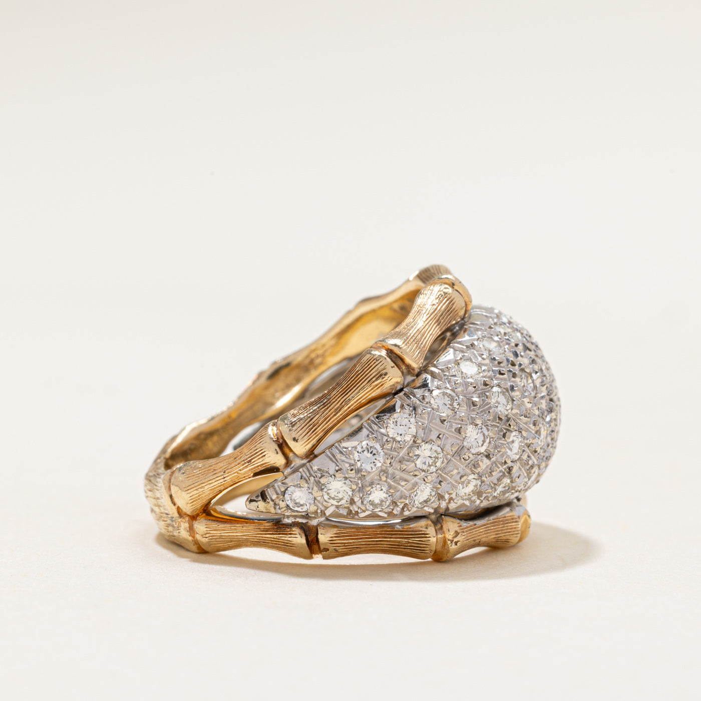 Diamond Cluster Textured Dome Ring | 1.30ctw | SZ 8