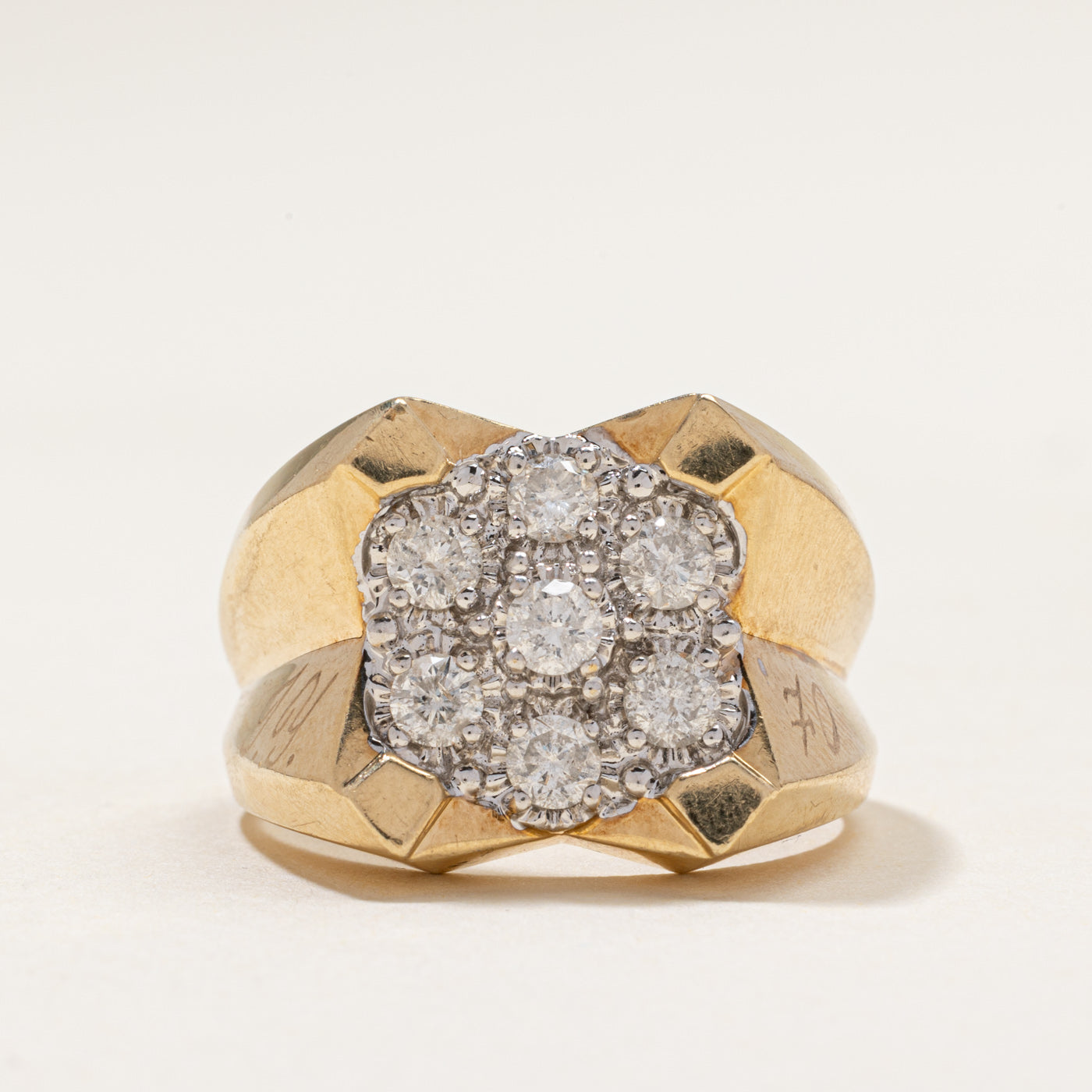 Diamond Cluster Grooved Cocktail Ring | 1.10ctw | SZ 11.25