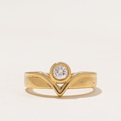 Bezel Set Diamond Chevron Design Ring | 0.28ct | SZ 6