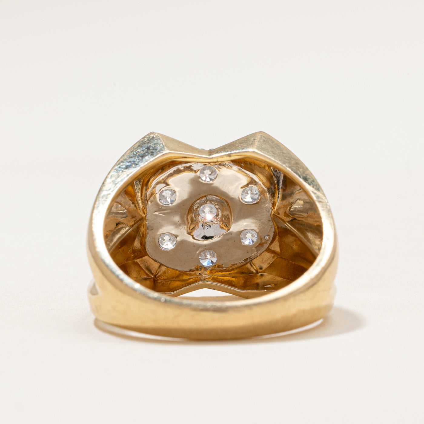 Diamond Cluster Grooved Cocktail Ring | 1.10ctw | SZ 11.25