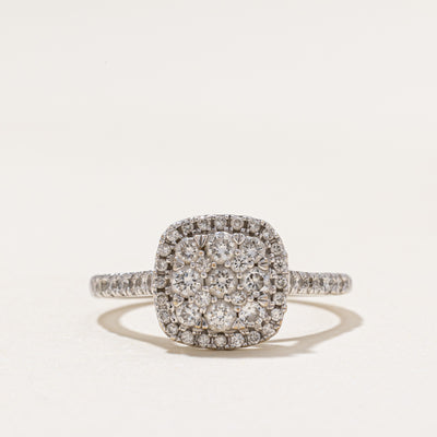 Diamond Square Cluster Halo Ring | 0.75ctw | SZ 7.5