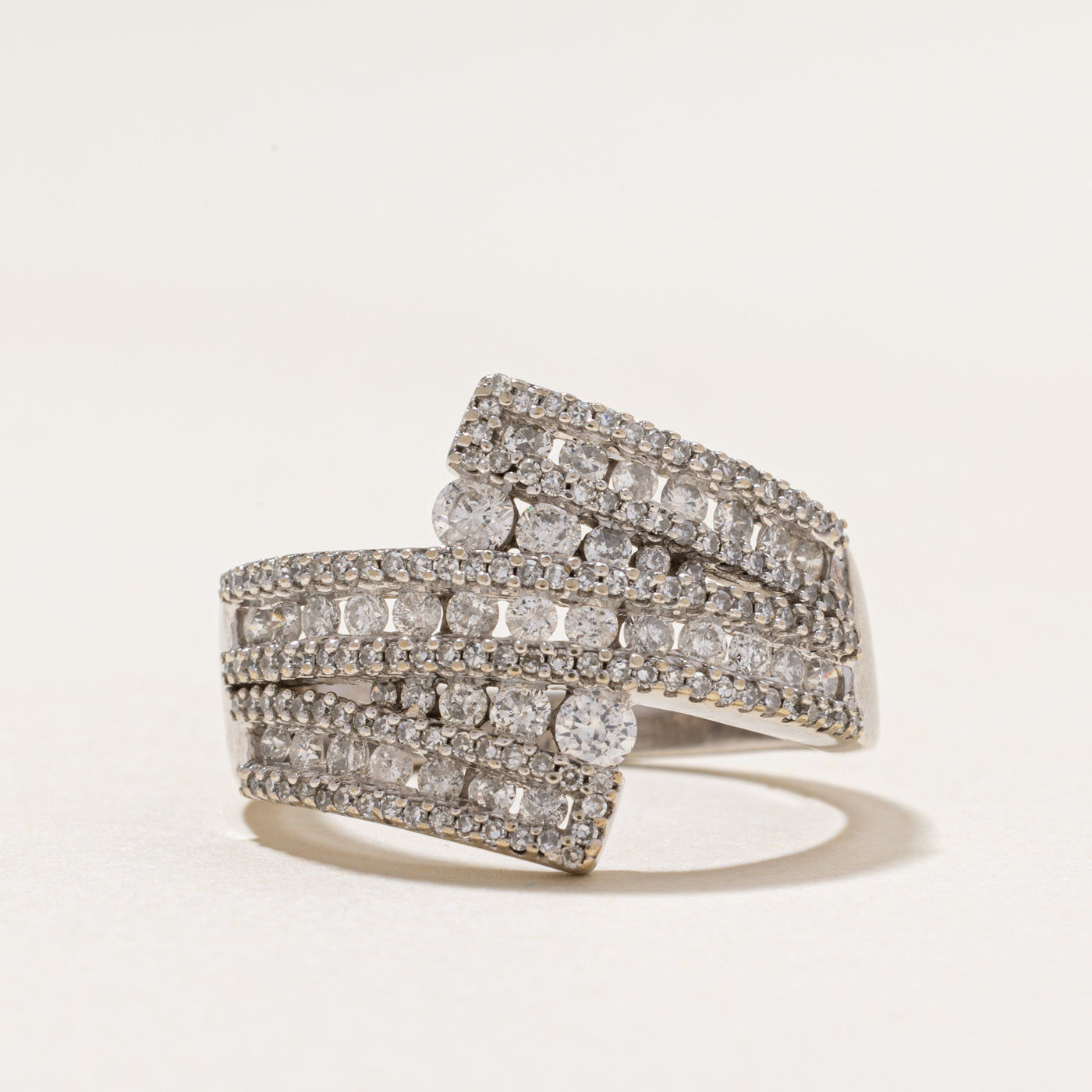 Diamond Cluster Cocktail Bypass Ring | 1.00ctw | SZ 6.25