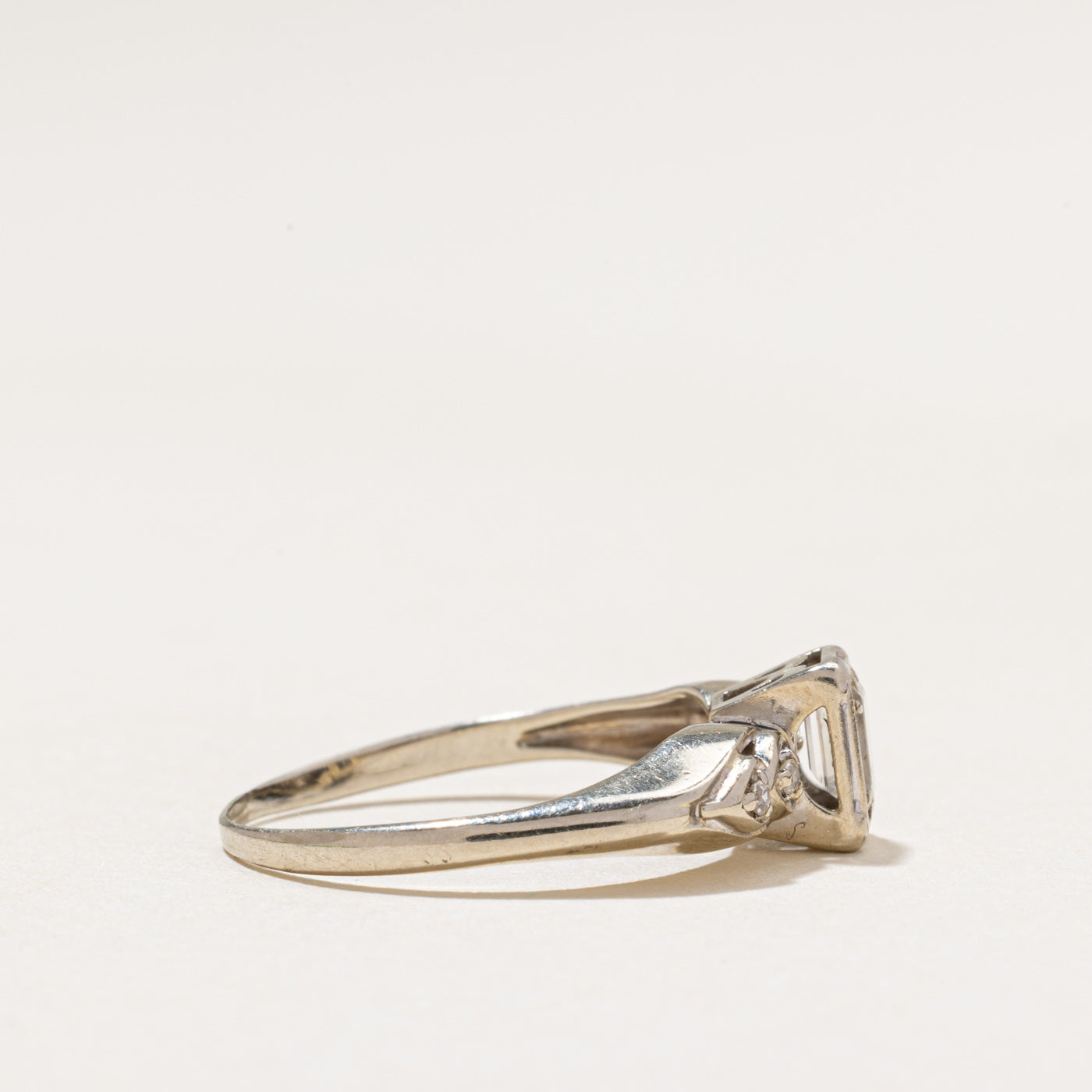 White Gold Emerald Cut Diamond Ring | 0.20ctw | SZ 6.5