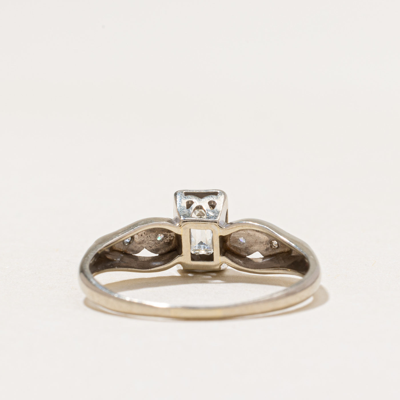 White Gold Emerald Cut Diamond Ring | 0.20ctw | SZ 6.5