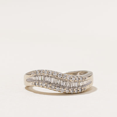 Mixed Cut Semi Eternity Diamond Wave Ring | 0.50ctw | SZ 5.25