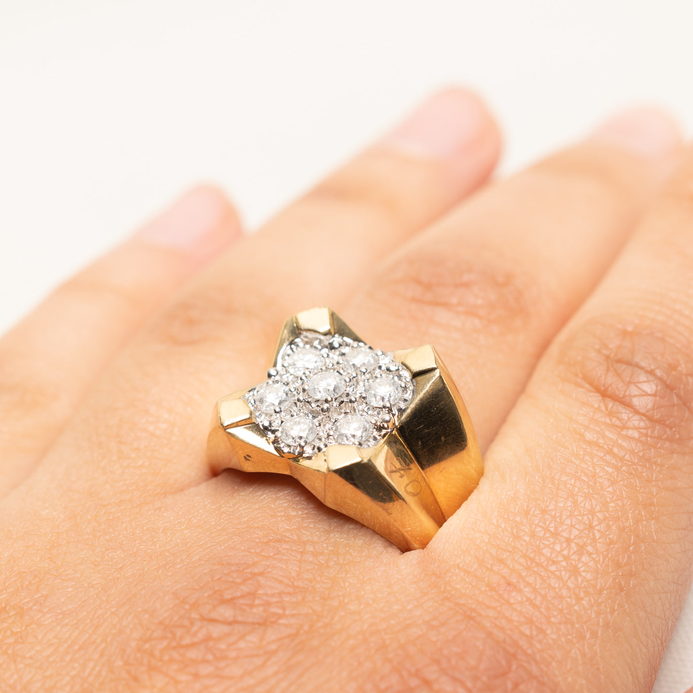 Diamond Cluster Grooved Cocktail Ring | 1.10ctw | SZ 11.25