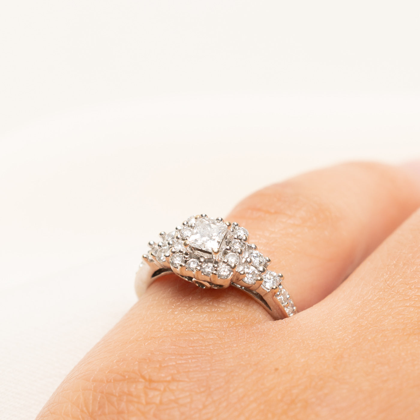 Princess Cut Diamond Halo Ring | 0.74ctw | SZ 5.25