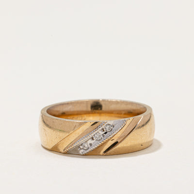 Diagonal Diamond Grooved Band | 0.03ctw | SZ 6.5
