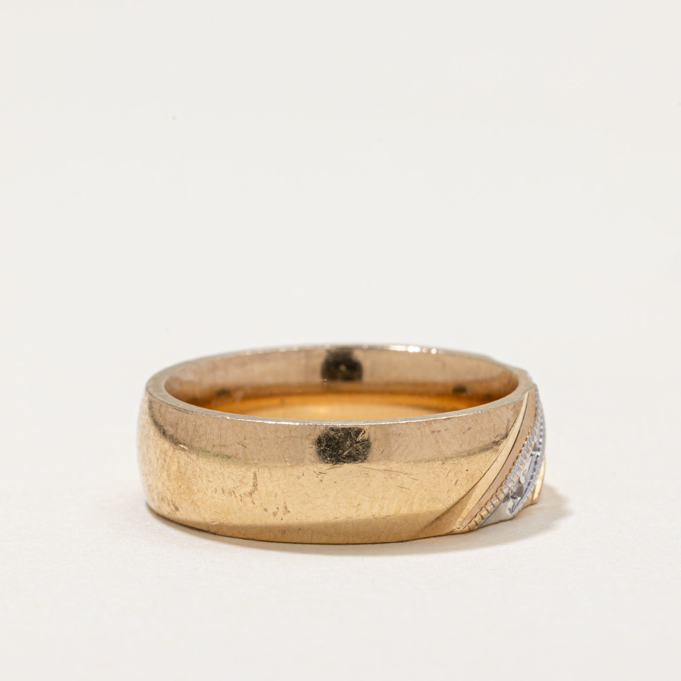 Diagonal Diamond Grooved Band | 0.03ctw | SZ 6.5