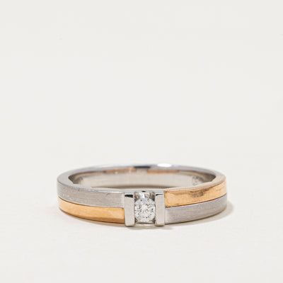 Two Tone Solitaire Diamond Ring | 0.081ct | SZ 6.5