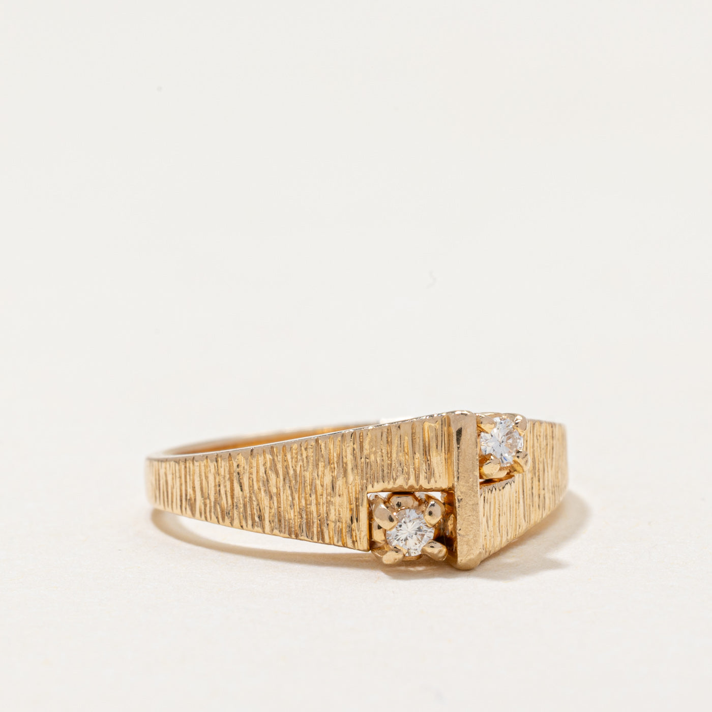 Two Stone Diamond Textured Ring | 0.07ctw | SZ 6.75