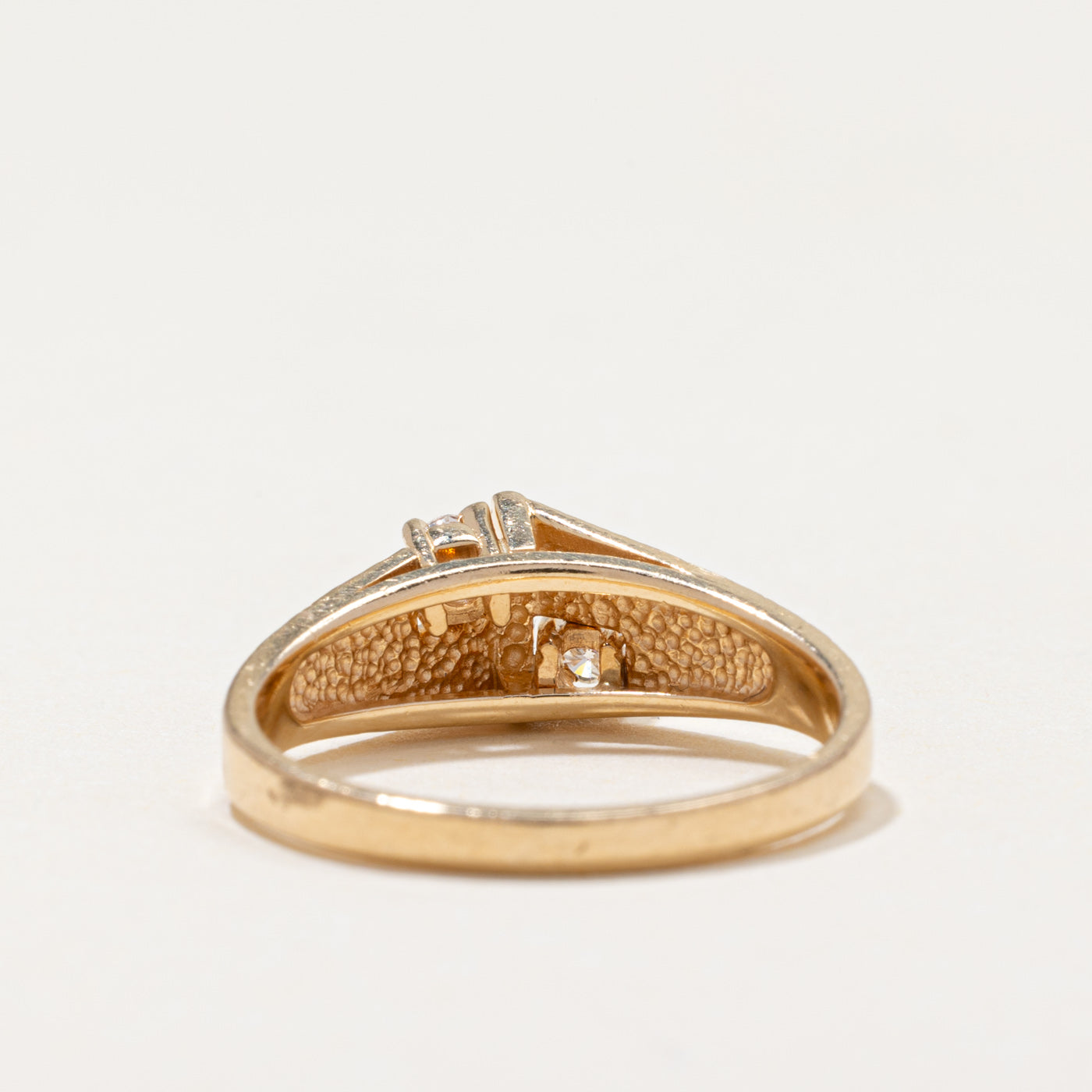 Two Stone Diamond Textured Ring | 0.07ctw | SZ 6.75