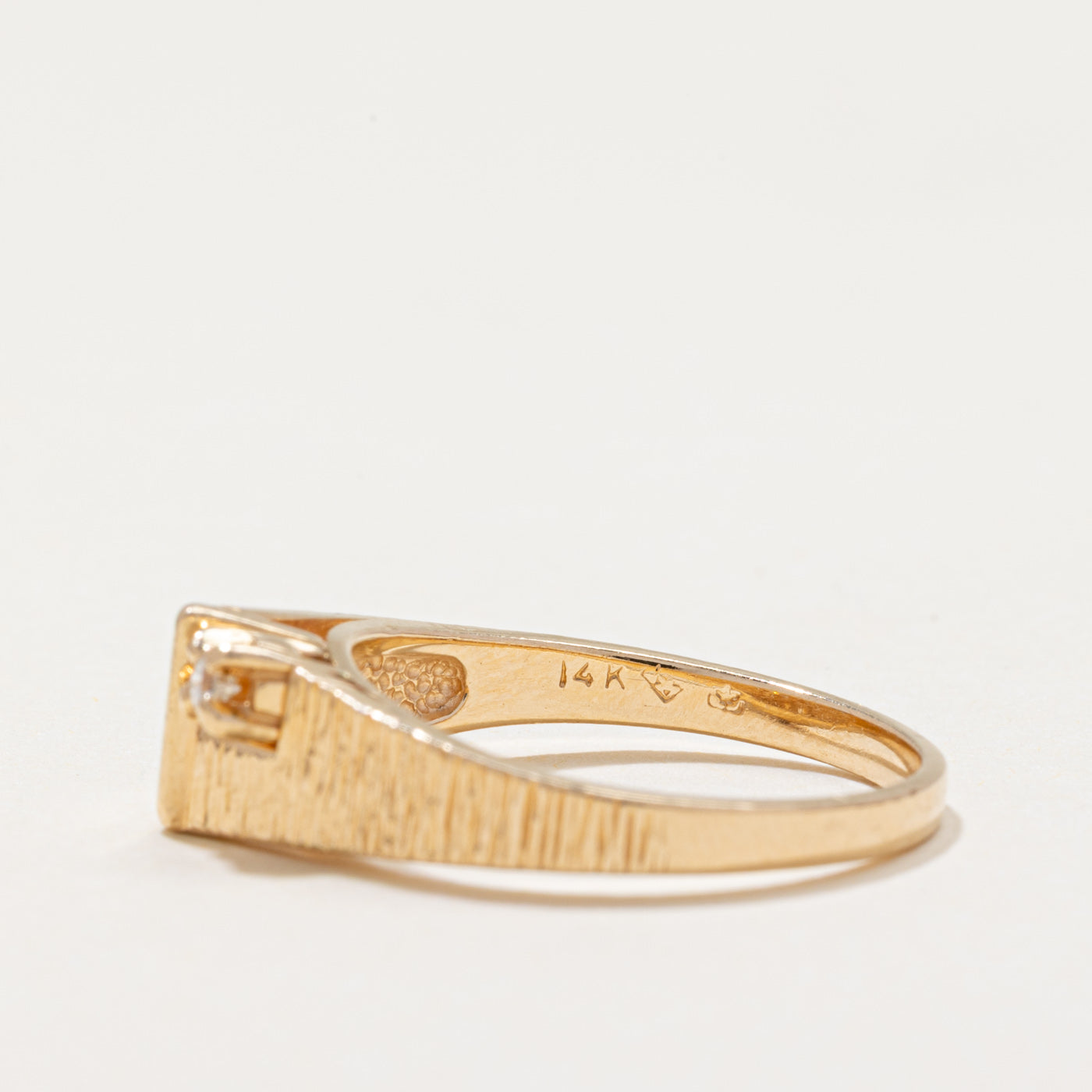 Two Stone Diamond Textured Ring | 0.07ctw | SZ 6.75