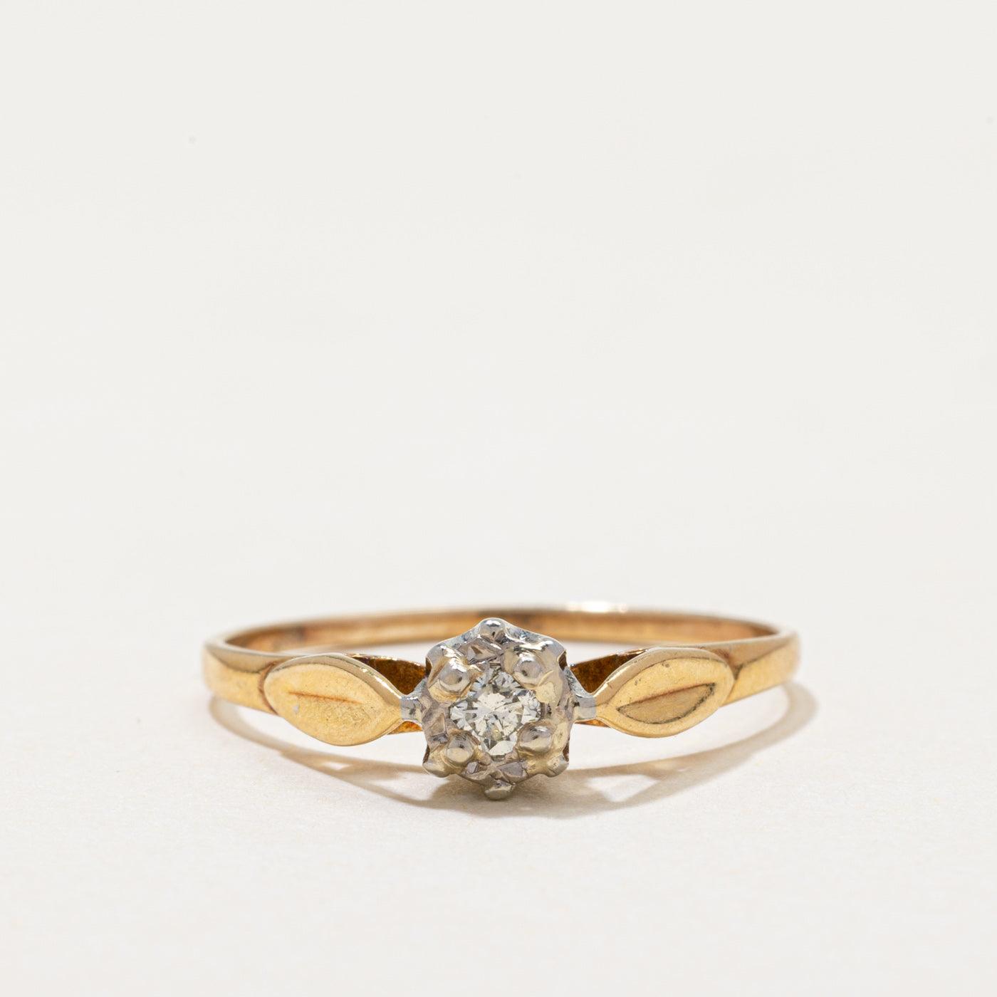 Solitaire Diamond Leaf Design Ring | 0.09ct | SZ 8.25