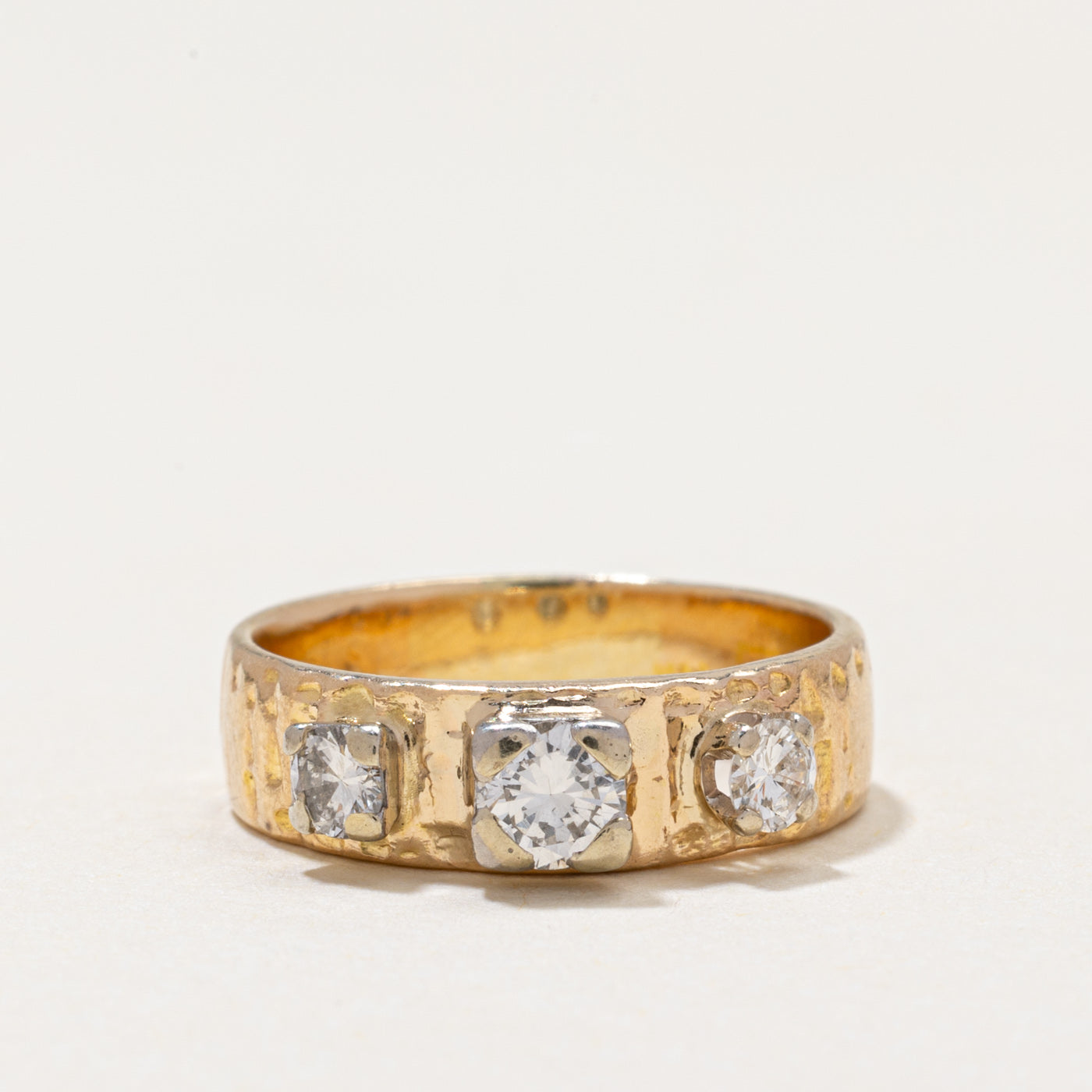 14k Diamond Textured Ring | 0.37ctw | SZ 4