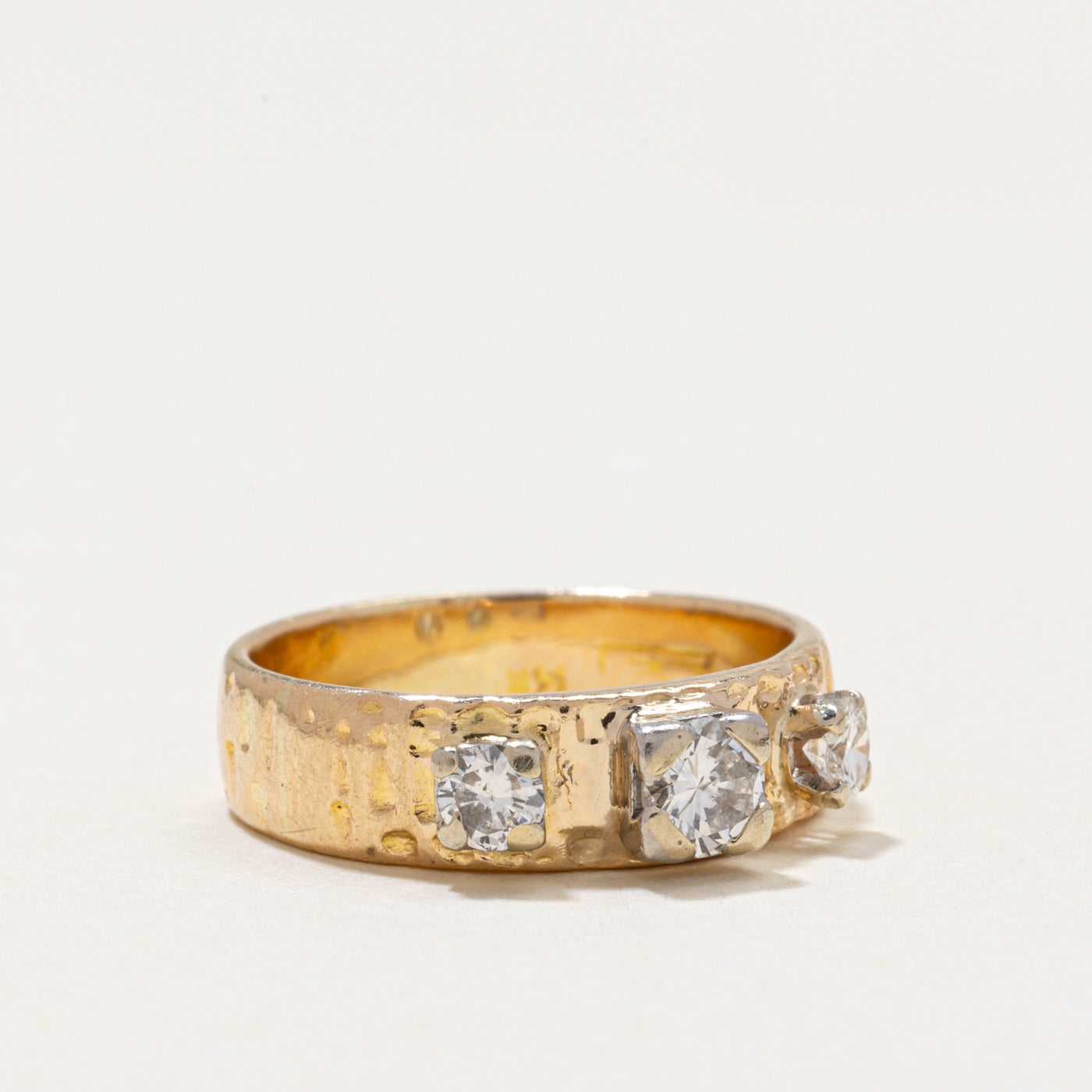 14k Diamond Textured Ring | 0.37ctw | SZ 4