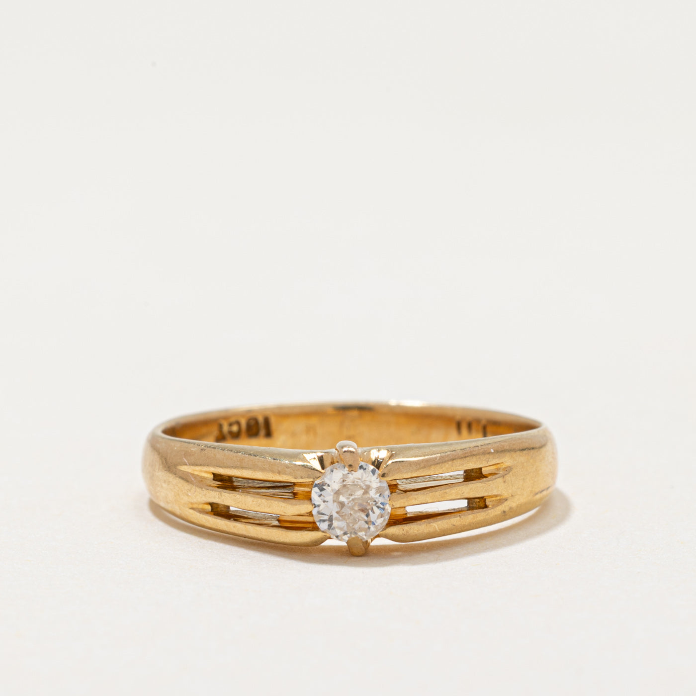Solitaire Diamond Openwork Ring | 0.14ct | SZ 6.25