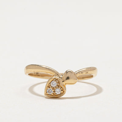 14k Diamond Heart Chevron Ring | 0.05ctw | SZ 5