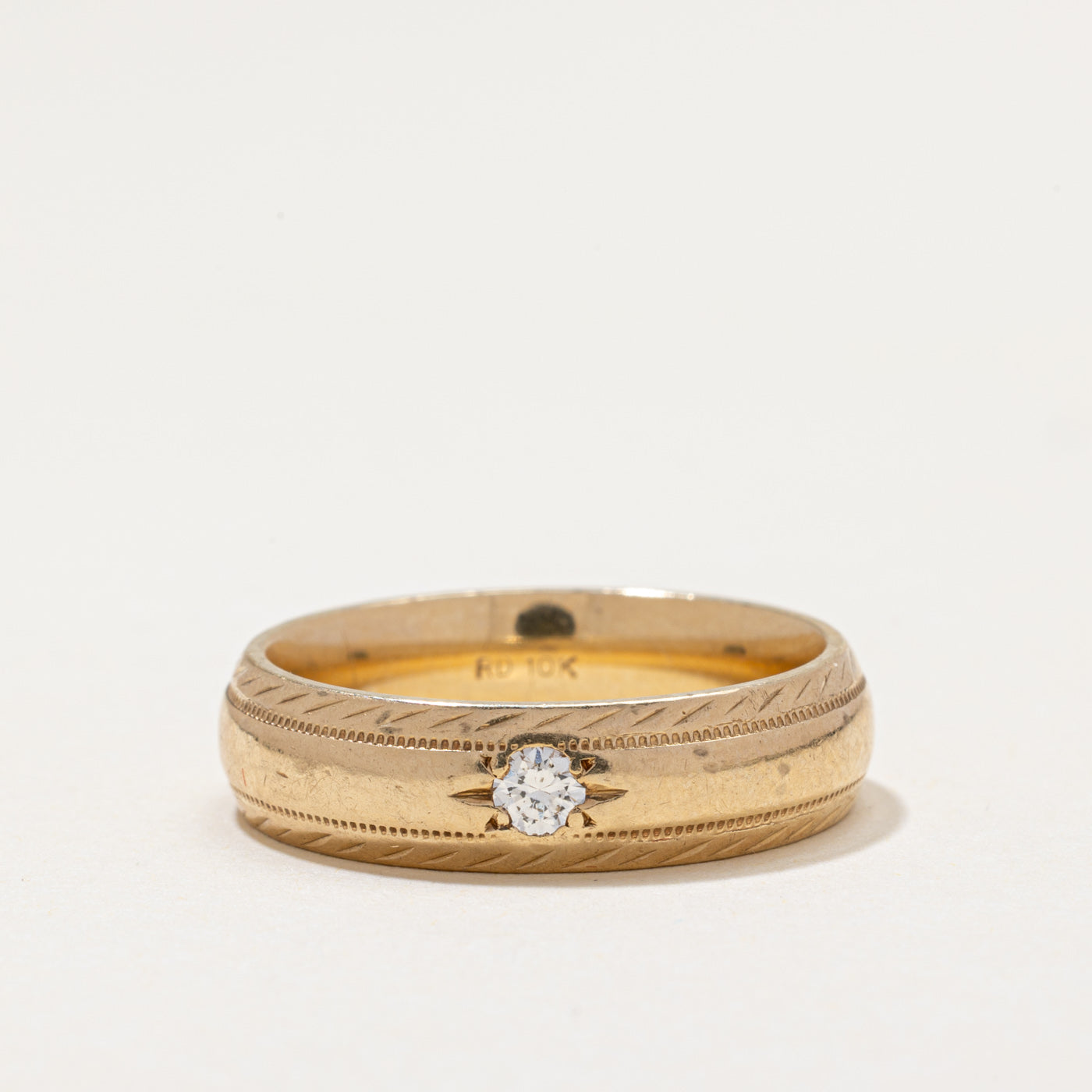 Star Set Diamond Textured Band | 0.11ct | 5.90mm | SZ 9
